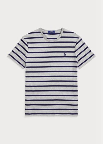 Graue Herren Ralph Lauren Custom Slim Striped Soft Cotton T Shirts