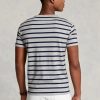 Graue Herren Ralph Lauren Custom Slim Striped Soft Cotton T Shirts