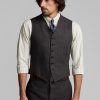 Graue Herren-Weste aus Seidenleinen von Ralph Lauren mit Karomuster