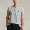 Graue Poloshirts aus Stretch-Mesh im Custom-Slim-Fit von Ralph Lauren für Herren