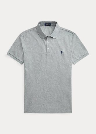 Graue Poloshirts aus Stretch-Mesh im Custom-Slim-Fit von Ralph Lauren für Herren