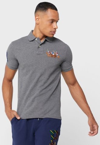 Graue Poloshirts mit gesticktem Logo von Ralph Lauren für Herren
