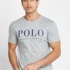 Graue Poloshirts mit Rundhalsausschnitt und Logo für Herren von Ralph Lauren