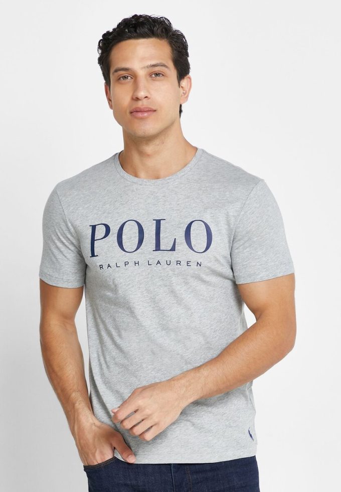 Graue Poloshirts mit Rundhalsausschnitt und Logo für Herren von Ralph Lauren
