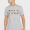 Graue Poloshirts mit Rundhalsausschnitt und Logo für Herren von Ralph Lauren