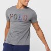 Graue Poloshirts mit Rundhalsausschnitt und Logo für Herren von Ralph Lauren