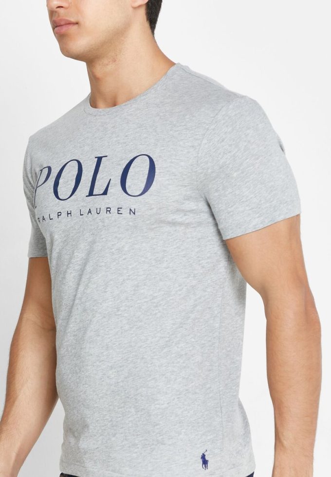 Graue Poloshirts mit Rundhalsausschnitt und Logo für Herren von Ralph Lauren