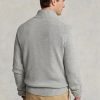 Graue Ralph Lauren Baumwollpullover mit Viertelreißverschluss für Herren