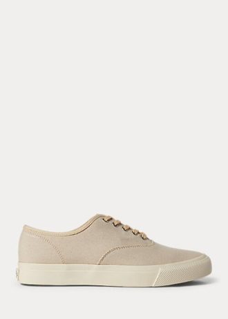 Graue Ralph Lauren Canvas-Sneakers für Damen