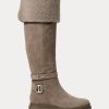 Graue Ralph Lauren Cristine Wildlederstiefel für Damen