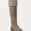 Graue Ralph Lauren Cristine Wildlederstiefel für Damen