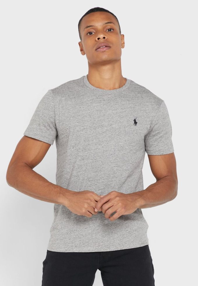 Graue Ralph Lauren Essential T-Shirts mit Rundhalsausschnitt für Herren