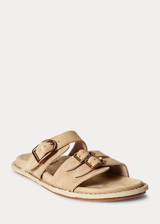Graue Ralph Lauren Ezra Sandalen aus Kalbsleder und Wildleder für Damen