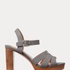 Graue Ralph Lauren Soffia Sandalen aus Nappaleder für Damen