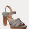 Graue Ralph Lauren Soffia Sandalen aus Nappaleder für Damen