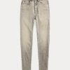 Graue Ralph Lauren Stretch High Skinny Distressed Jeans für Damen
