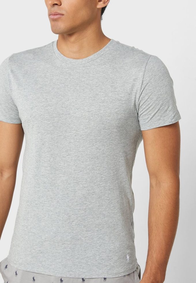 Graue Ralph Lauren T-Shirts mit Rundhalsausschnitt im 3er-Pack für Herren