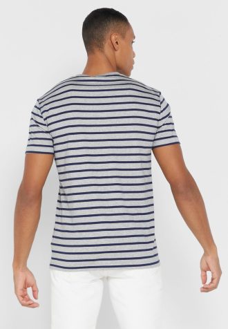 Graue Ralph Lauren T-Shirts mit Rundhalsausschnitt und Streifen für Herren