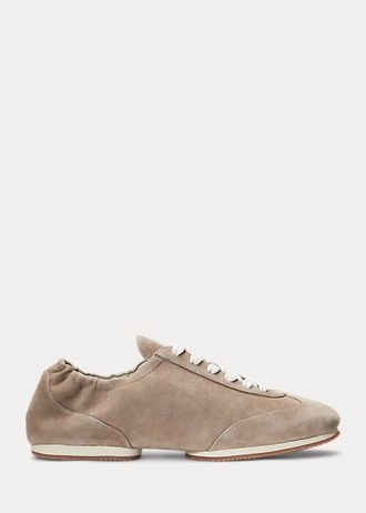 Graue Ralph Lauren The Suede Pony Ballerina-Sneakers für Damen