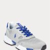 Graue / Royalblaue Ralph Lauren Jogger Wildleder & Mesh Sneakers für Herren