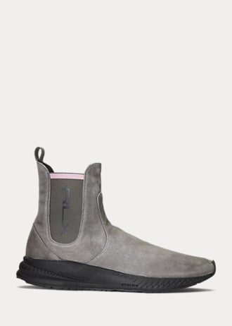 Graue Slip-On-Sneakers aus Wildleder von Ralph Lauren für Damen