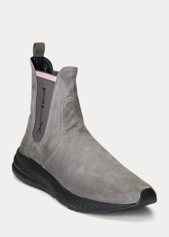 Graue Slip-On-Sneakers aus Wildleder von Ralph Lauren für Damen