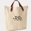 Greige Damen Ralph Lauren Logo Canvas Market Tote Bags
