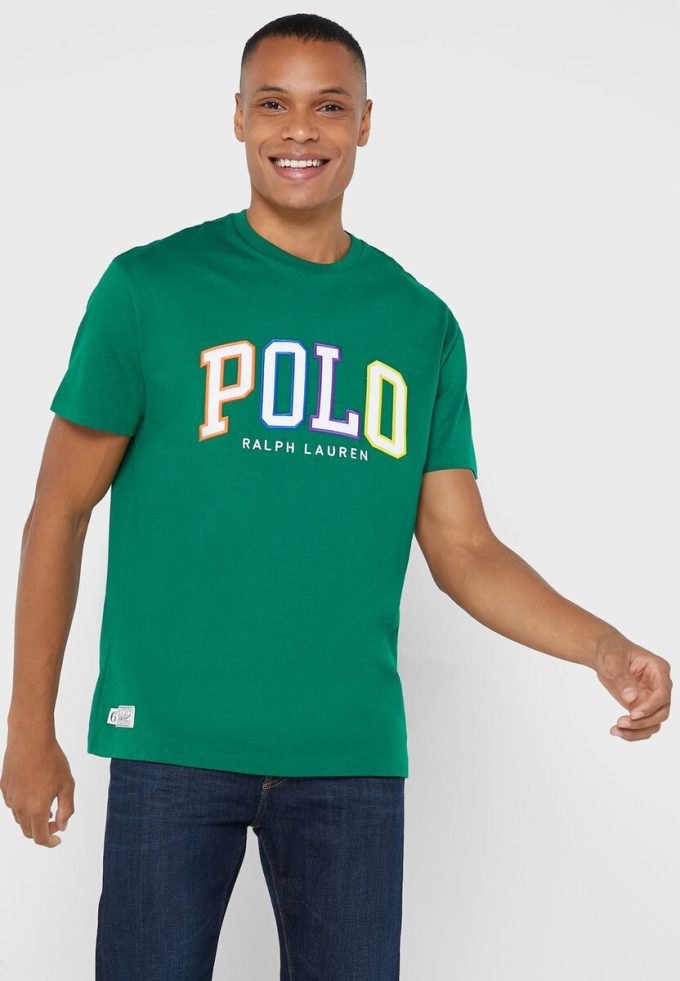 Grüne Herren Ralph Lauren Logo Rundhals T-Shirts Grüne Herren Ralph Lauren Logo Rundhals T-Shirts