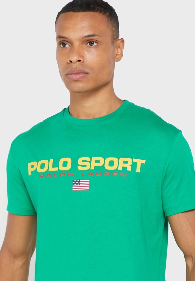 Grüne Herren Ralph Lauren Logo Rundhals T-Shirts