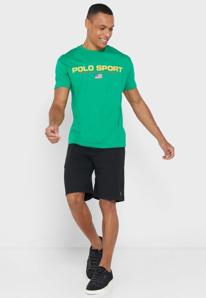 Grüne Herren Ralph Lauren Logo Rundhals T-Shirts