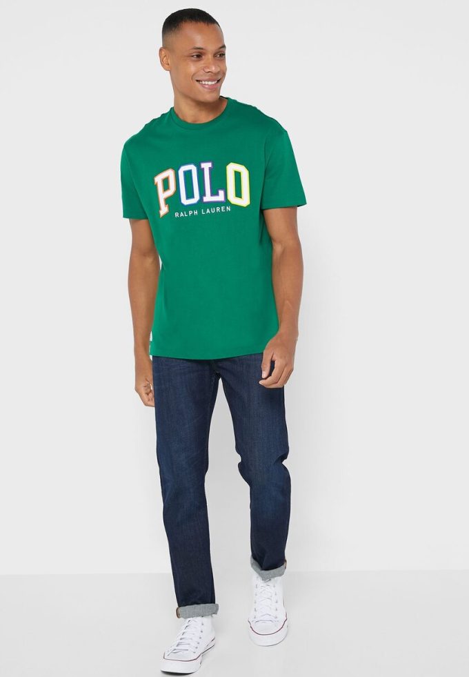 Grüne Herren Ralph Lauren Logo Rundhals T-Shirts Grüne Herren Ralph Lauren Logo Rundhals T-Shirts