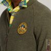 Grüne Ralph Lauren Bomberjacken aus gebürstetem Fleece für Herren