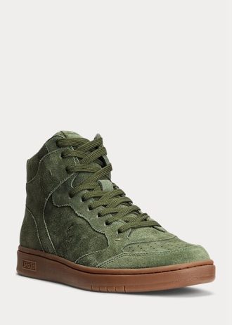 Grüne Ralph Lauren Court Wildleder-High-Top-Sneakers für Herren