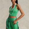 Grüne Ralph Lauren Cropped-Tanktops aus Wildlederjersey für Damen