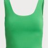 Grüne Ralph Lauren Cropped-Tanktops aus Wildlederjersey für Damen