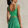 Grüne Ralph Lauren Cropped-Tanktops aus Wildlederjersey für Damen