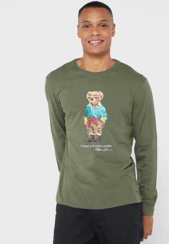 Grüne Ralph Lauren Graphic T-Shirts mit Rundhalsausschnitt für Herren