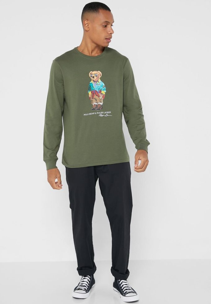 Grüne Ralph Lauren Graphic T-Shirts mit Rundhalsausschnitt für Herren