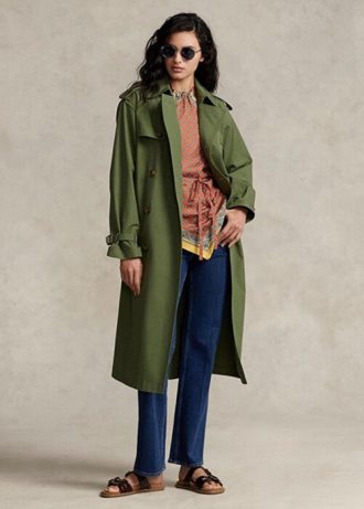Grüne Ralph Lauren Popeline-Mäntel für Damen