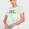 Grüne Ralph Lauren T-Shirts mit Rundhalsausschnitt und Grafik für Damen