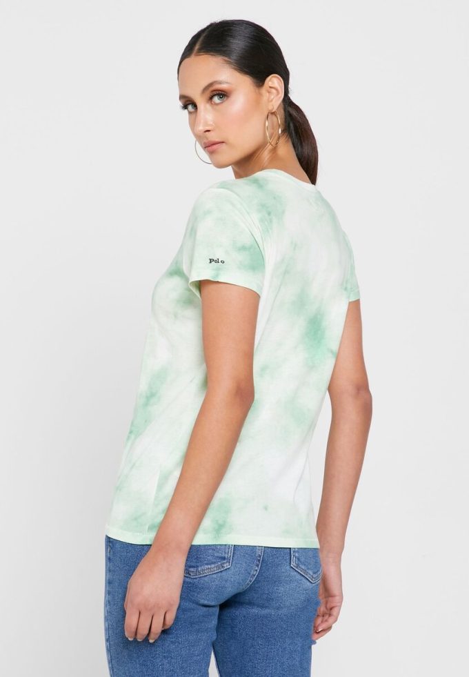 Grüne Ralph Lauren T-Shirts mit Rundhalsausschnitt und Grafik für Damen