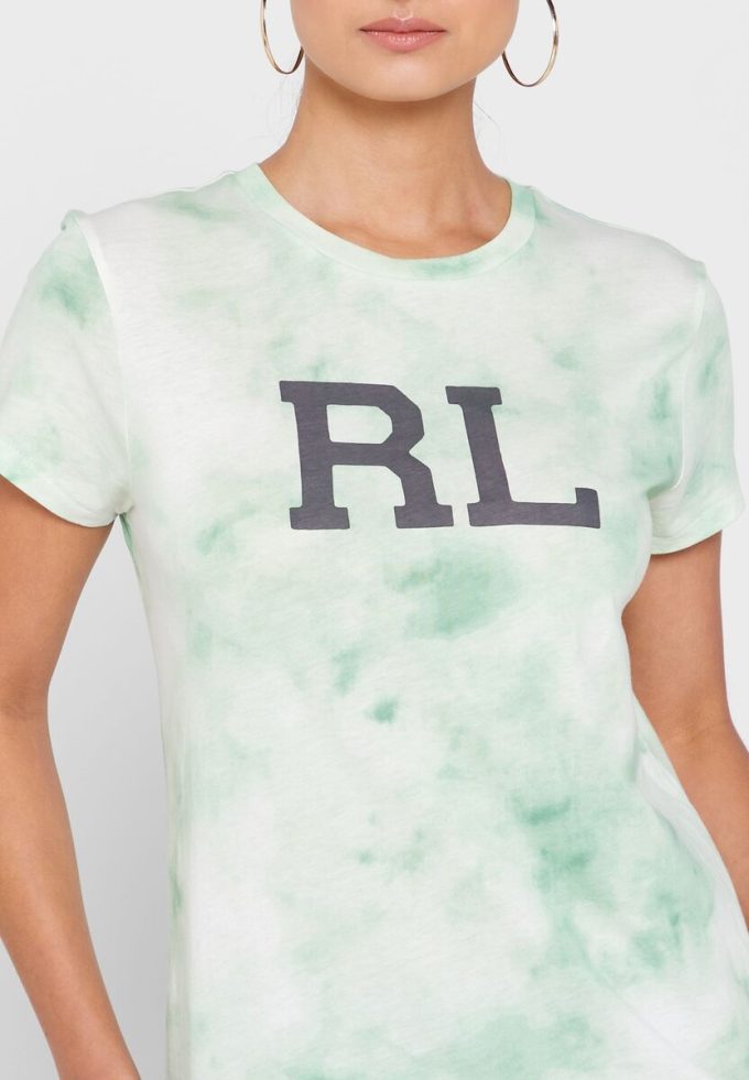 Grüne Ralph Lauren T-Shirts mit Rundhalsausschnitt und Grafik für Damen