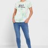Grüne Ralph Lauren T-Shirts mit Rundhalsausschnitt und Grafik für Damen