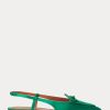 Grüne Slingback-Schuhe aus Satin-Seidenmischung für Damen von Ralph Lauren