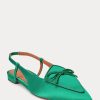 Grüne Slingback-Schuhe aus Satin-Seidenmischung für Damen von Ralph Lauren
