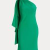 Grünes Cocktailkleid aus Georgette mit One-Shoulder-Träger von Ralph Lauren für Damen Grünes Cocktailkleid aus Georgette mit One-Shoulder-Träger von Ralph Lauren für Damen