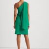 Grünes Cocktailkleid aus Georgette mit One-Shoulder-Träger von Ralph Lauren für Damen Grünes Cocktailkleid aus Georgette mit One-Shoulder-Träger von Ralph Lauren für Damen