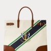 Große Devyn-Tragetaschen aus Canvas mit natürlichem/grafischem Streifenmuster für Damen von Ralph Lauren