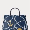 Große Hanna-Umhängetaschen aus Leder mit nautischem Seildruck für Damen von Ralph Lauren Crosshatch