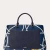 Große Hanna-Umhängetaschen aus Leder mit nautischem Seildruck für Damen von Ralph Lauren Crosshatch